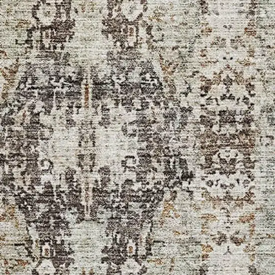 Linen Gray And Silver Abstract Washable Area Rug With UV Protection Photo 4