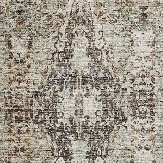 Linen Gray And Silver Abstract Washable Area Rug With UV Protection Photo 5