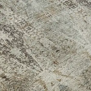 Photo of Linen Gray And Silver Abstract Washable Area Rug With UV Protection