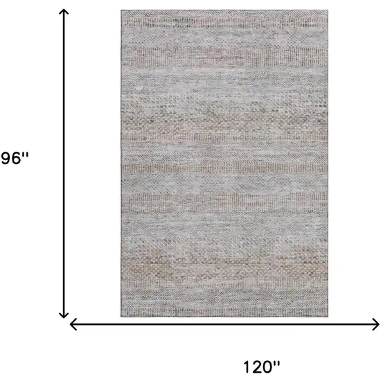 Linen Gray And Taupe Striped Washable Area Rug With UV Protection Photo 5