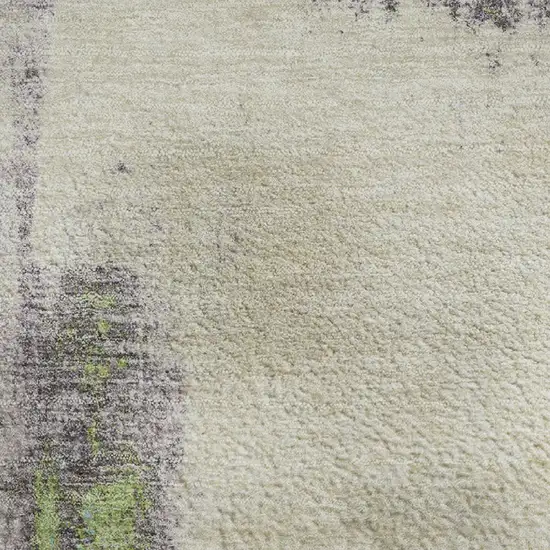 Linen Green And Blue Abstract Washable Area Rug With UV Protection Photo 4