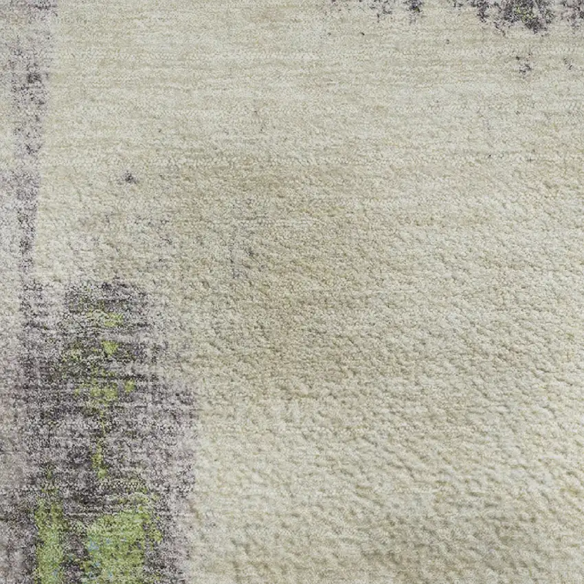 Linen Green And Blue Abstract Washable Area Rug With UV Protection Photo 4