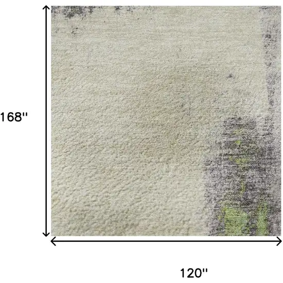 Linen Green And Blue Abstract Washable Area Rug With UV Protection Photo 9