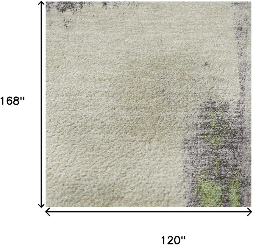 Linen Green And Blue Abstract Washable Area Rug With UV Protection Photo 9