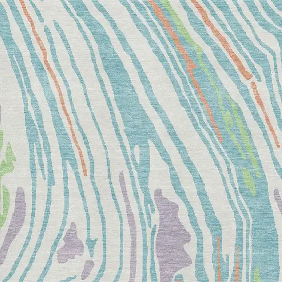 Linen Green And Teal Abstract Washable Area Rug With UV Protection Photo 2