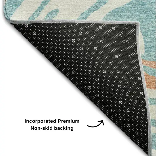 Linen Green And Teal Abstract Washable Area Rug With UV Protection Photo 6