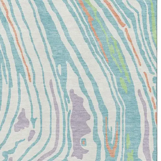 Linen Green And Teal Abstract Washable Area Rug With UV Protection Photo 2