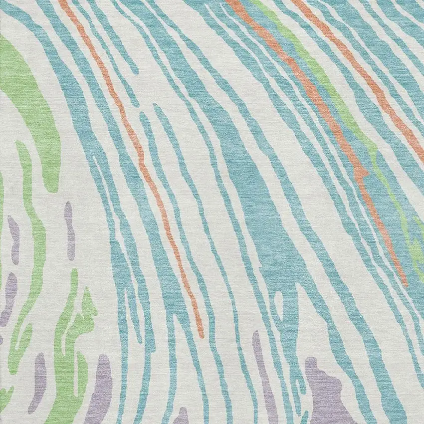 Linen Green And Teal Abstract Washable Area Rug With UV Protection Photo 2