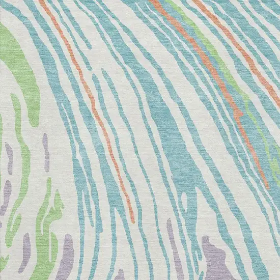 Linen Green And Teal Abstract Washable Area Rug With UV Protection Photo 2