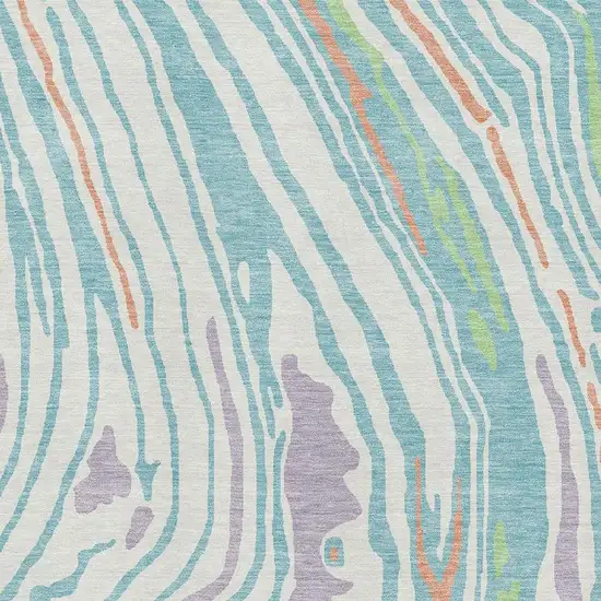 Linen Green And Teal Abstract Washable Area Rug With UV Protection Photo 2