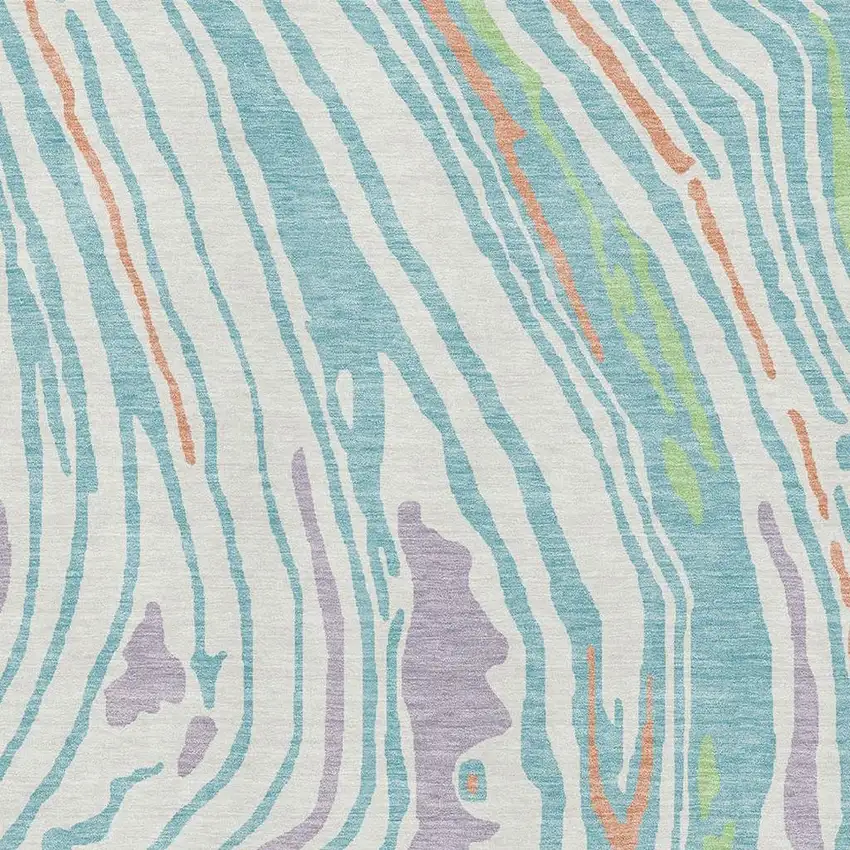 Linen Green And Teal Abstract Washable Area Rug With UV Protection Photo 2