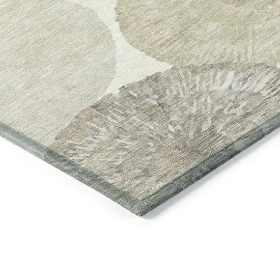 Linen Ivory And Beige Abstract Washable Indoor Outdoor Area Rug Photo 6