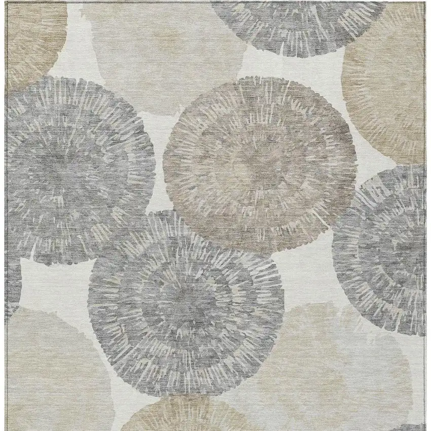 Linen Ivory And Beige Abstract Washable Indoor Outdoor Area Rug Photo 4