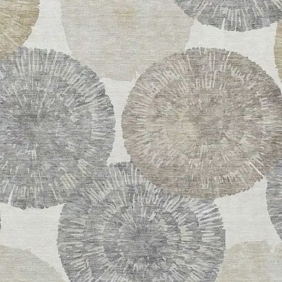 Linen Ivory And Beige Abstract Washable Indoor Outdoor Area Rug Photo 7