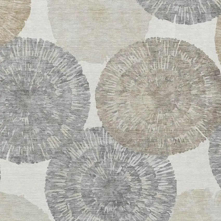 Linen Ivory And Beige Abstract Washable Indoor Outdoor Area Rug Photo 7
