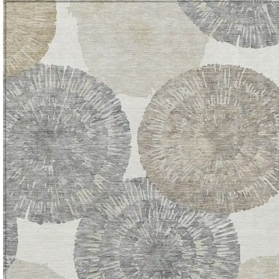 Linen Ivory And Beige Abstract Washable Indoor Outdoor Area Rug Photo 4