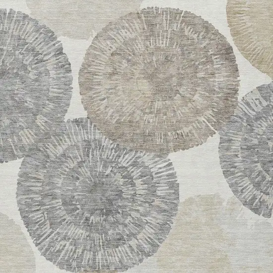 Linen Ivory And Beige Abstract Washable Indoor Outdoor Area Rug Photo 4
