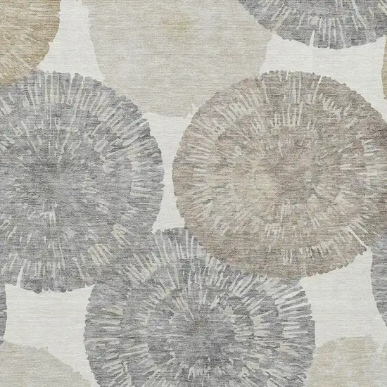 Linen Ivory And Beige Abstract Washable Indoor Outdoor Area Rug Photo 7