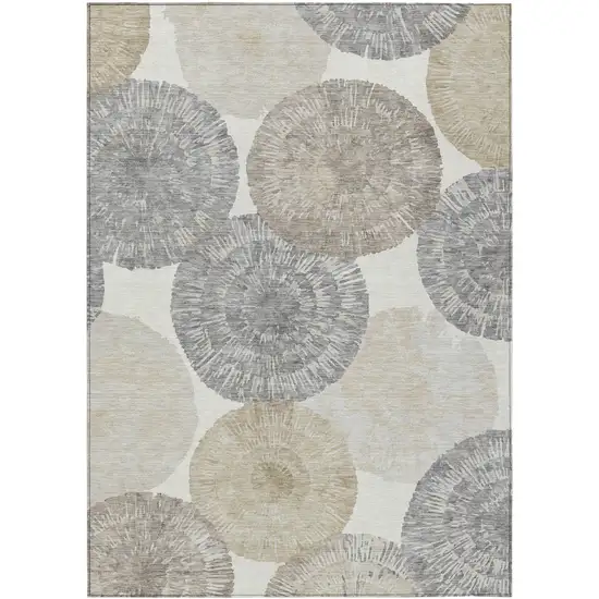 Linen Ivory And Beige Abstract Washable Indoor Outdoor Area Rug Photo 2