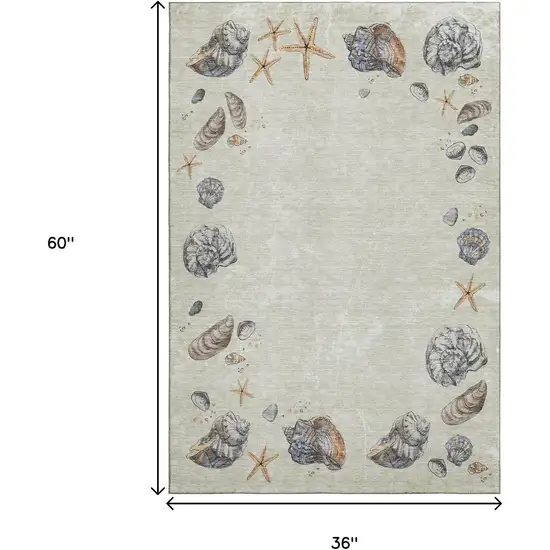 Linen Ivory And Beige Geometric Washable Area Rug With UV Protection Photo 3