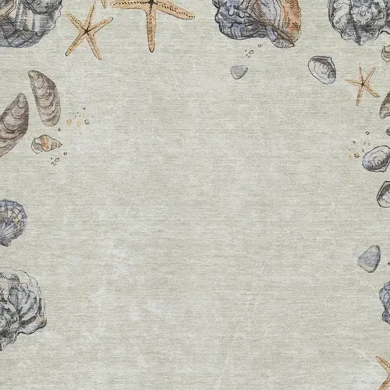 Linen Ivory And Beige Geometric Washable Area Rug With UV Protection Photo 3