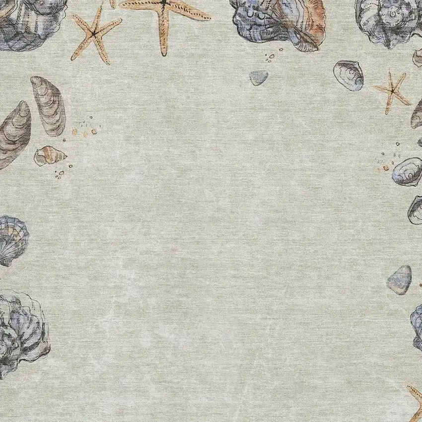 Linen Ivory And Beige Geometric Washable Area Rug With UV Protection Photo 3