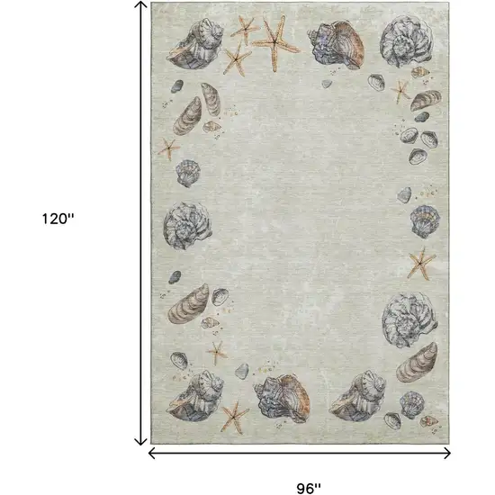 Linen Ivory And Beige Geometric Washable Area Rug With UV Protection Photo 3