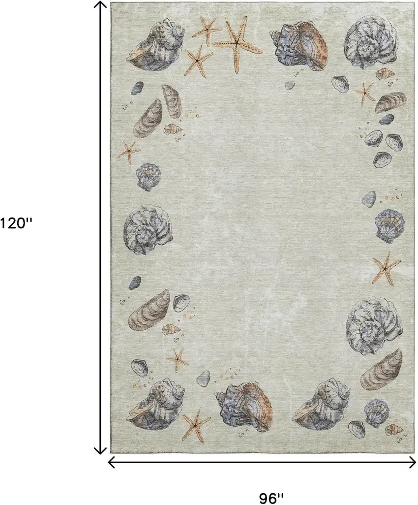 Linen Ivory And Beige Geometric Washable Area Rug With UV Protection Photo 3