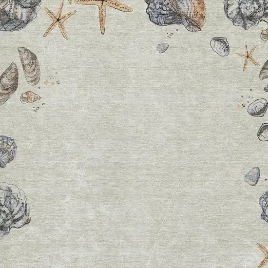 Linen Ivory And Beige Geometric Washable Area Rug With UV Protection Photo 3