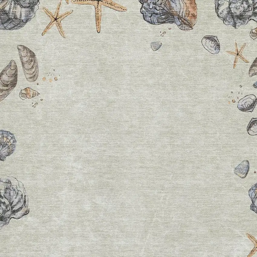 Linen Ivory And Beige Geometric Washable Area Rug With UV Protection Photo 3