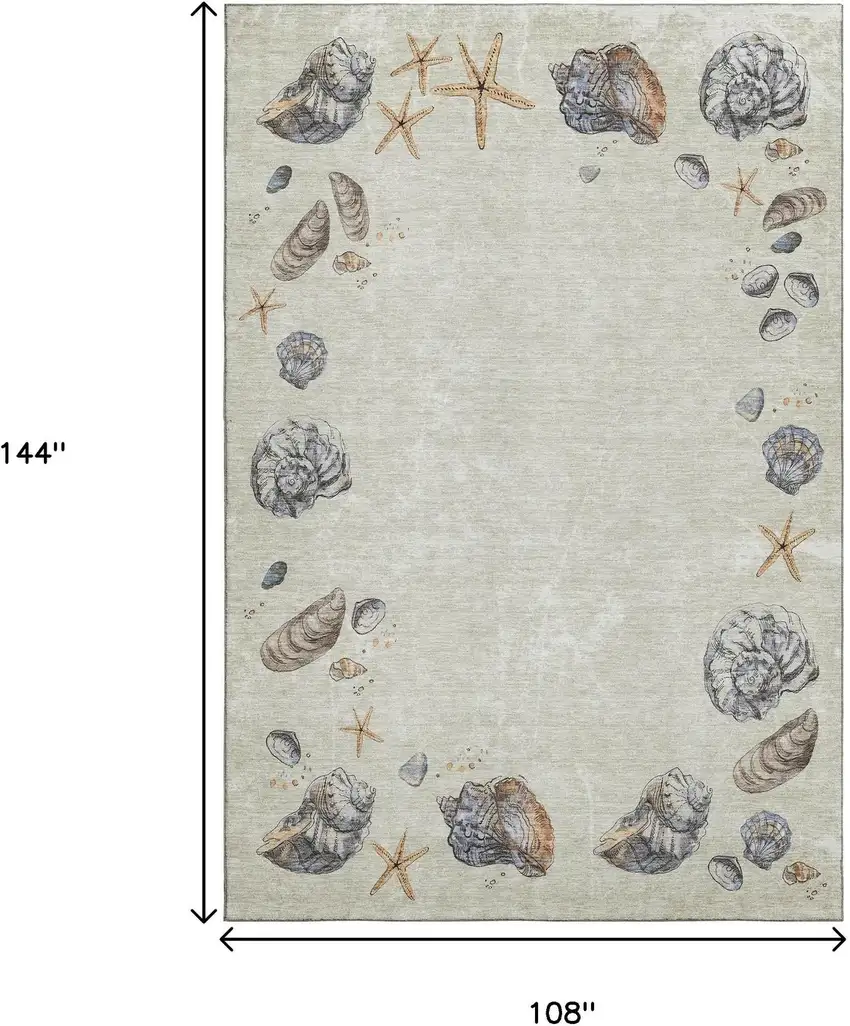 Linen Ivory And Beige Geometric Washable Area Rug With UV Protection Photo 3