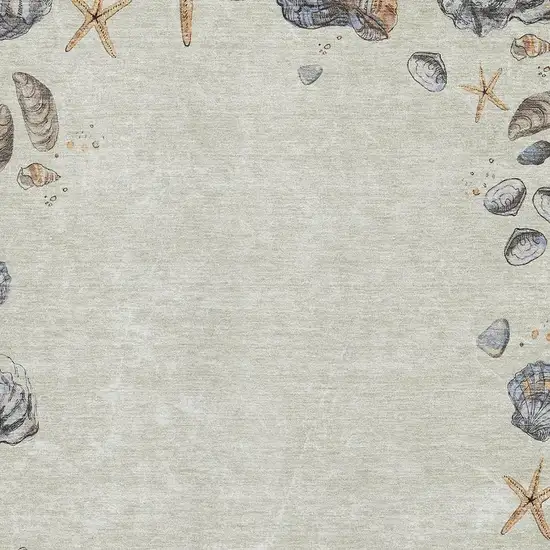 Linen Ivory And Beige Geometric Washable Area Rug With UV Protection Photo 3