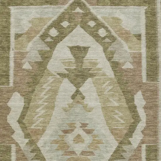 Linen Ivory And Brown Tribal Washable Indoor Outdoor Area Rug Photo 4