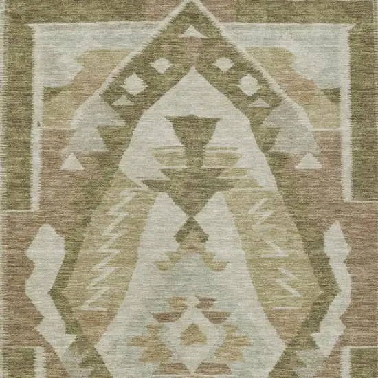 Linen Ivory And Brown Tribal Washable Indoor Outdoor Area Rug Photo 3
