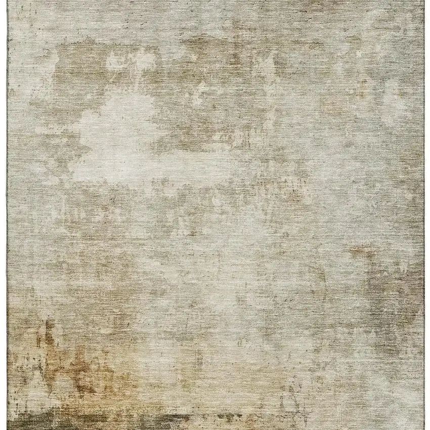 Linen Ivory And Copper Abstract Washable Area Rug With UV Protection Photo 5