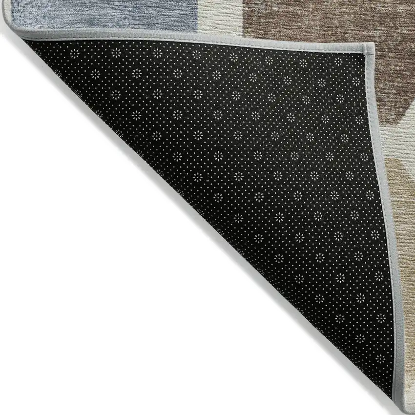 Linen Ivory And Denim Blue Geometric Washable Indoor Outdoor Area Rug Photo 5