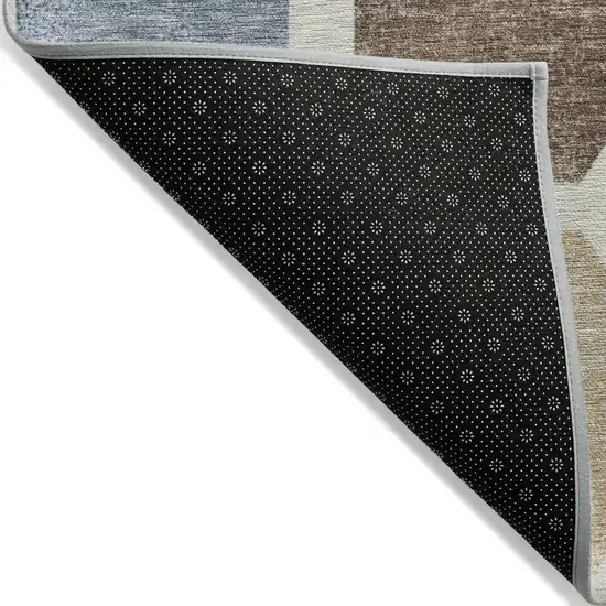 Linen Ivory And Denim Blue Geometric Washable Indoor Outdoor Area Rug Photo 5