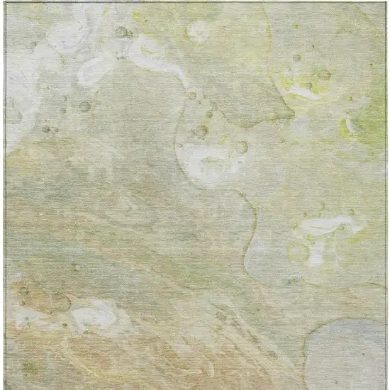 Linen Ivory And Fern Green Abstract Washable Indoor Outdoor Area Rug Photo 3