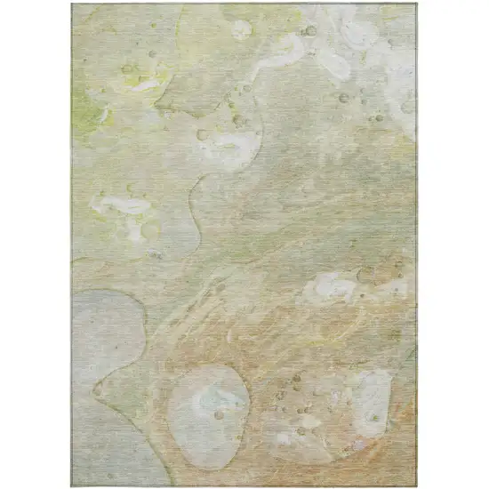 Linen Ivory And Fern Green Abstract Washable Indoor Outdoor Area Rug Photo 3