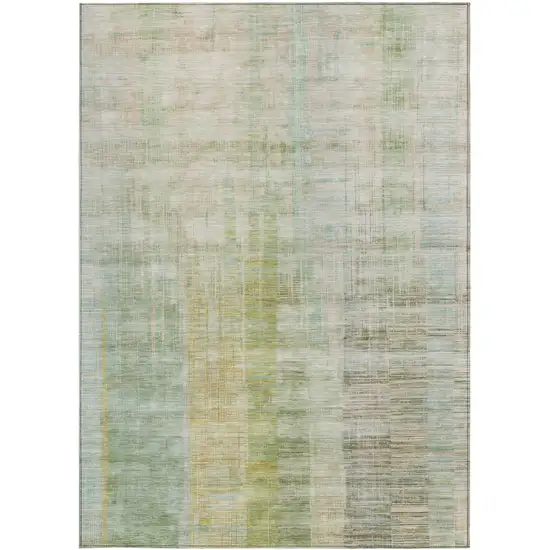 Linen Ivory And Gold Striped Washable Indoor Outdoor Area Rug Photo 4