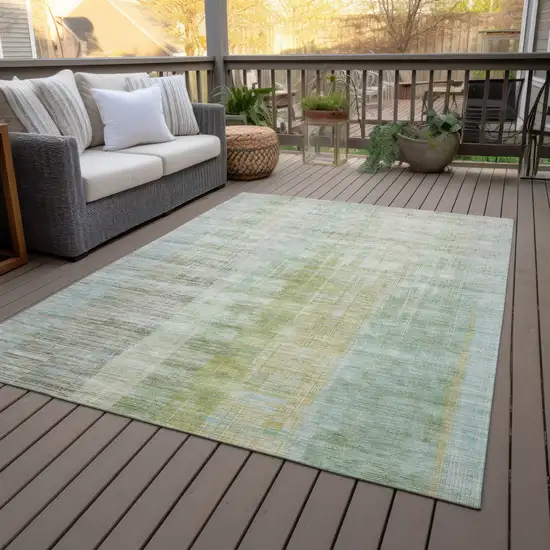 Linen Ivory And Gold Striped Washable Indoor Outdoor Area Rug Photo 9