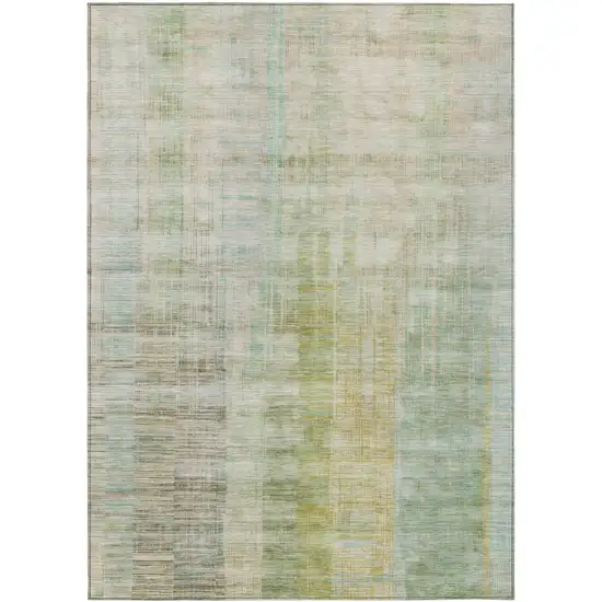 Linen Ivory And Gold Striped Washable Indoor Outdoor Area Rug Photo 1