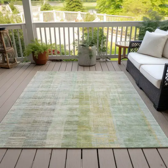 Linen Ivory And Gold Striped Washable Indoor Outdoor Area Rug Photo 6