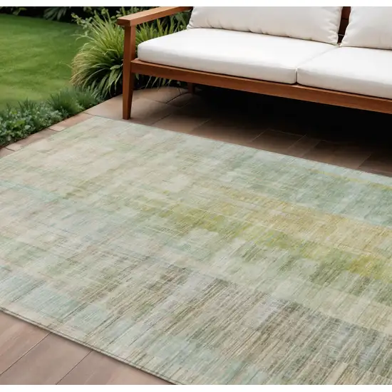 Linen Ivory And Gold Striped Washable Indoor Outdoor Area Rug Photo 2