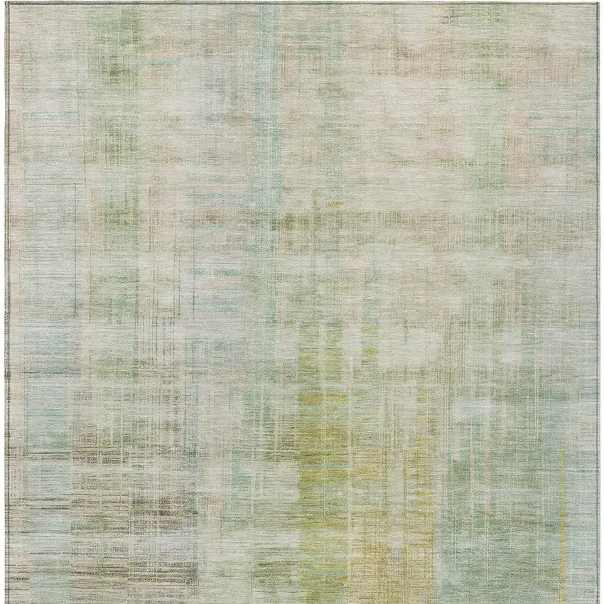 Linen Ivory And Gold Striped Washable Indoor Outdoor Area Rug Photo 3