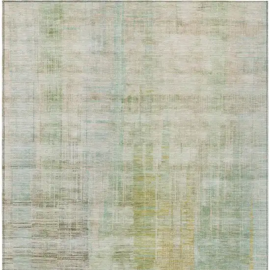 Linen Ivory And Gold Striped Washable Indoor Outdoor Area Rug Photo 3