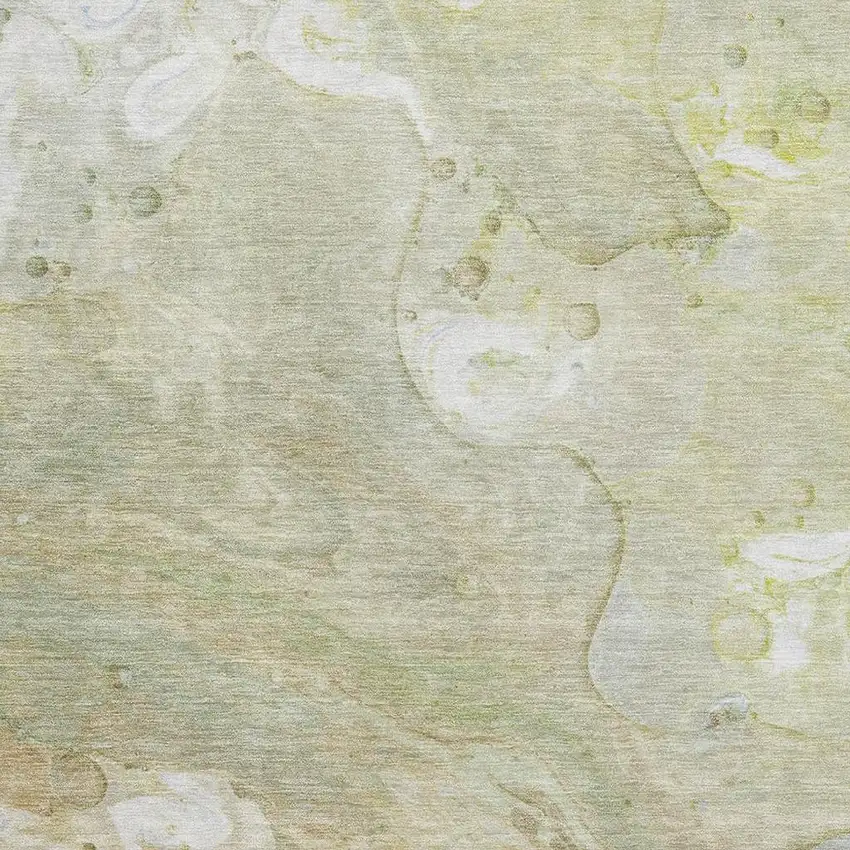 Linen Ivory And Green Abstract Washable Area Rug With UV Protection Photo 3