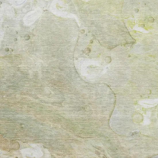 Linen Ivory And Green Abstract Washable Area Rug With UV Protection Photo 3