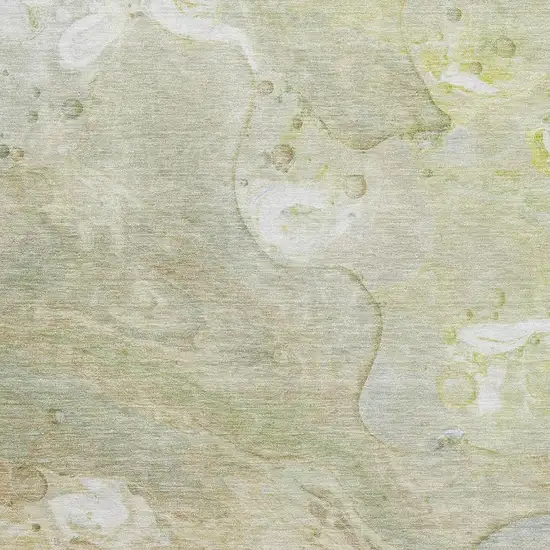 Linen Ivory And Green Abstract Washable Area Rug With UV Protection Photo 3