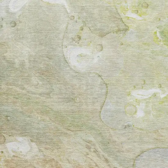 Linen Ivory And Green Abstract Washable Area Rug With UV Protection Photo 3